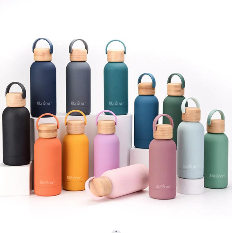 Double Wall Stainless Steel Water Bottle with Bamboo Lid BPA-Free Vacuum Insulated for Outdoor for Giveaways