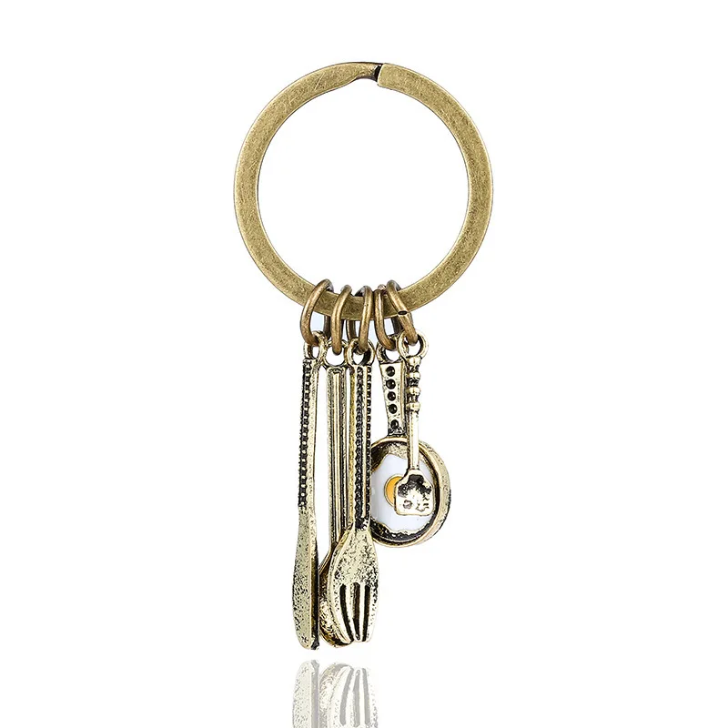 Personalized Accessories Vintage Copper Color Keyring Bag Pendant Kitchen Tools Knife Keychain for Unisex