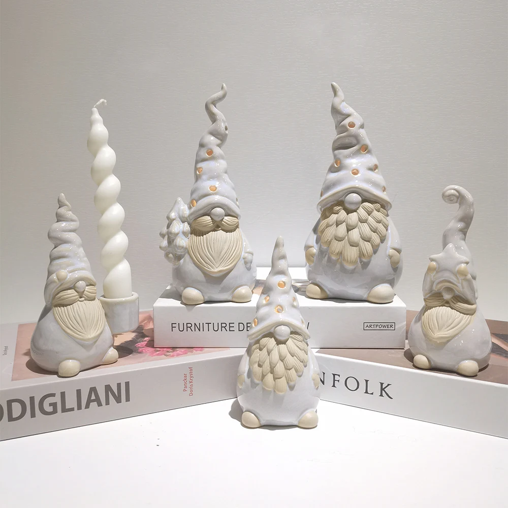 Christmas Party Holiday Present Ceramic Handmade Elf Scandinavian Tomte Gnomes Decorations
