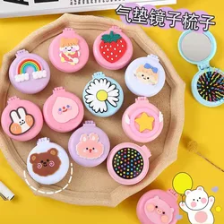 Folding Travel Hair Brush Cute Mini Round Hair Comb Pocket Hairbrushes with Makeup Mirror Compact Massage Comb for Girls