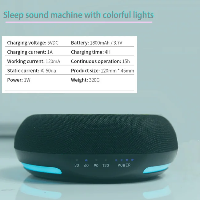 Customized Sounds White Noise Therapy   Sleep Machine with Timer, RGB 7 Colors Night Light for Baby Children Adults