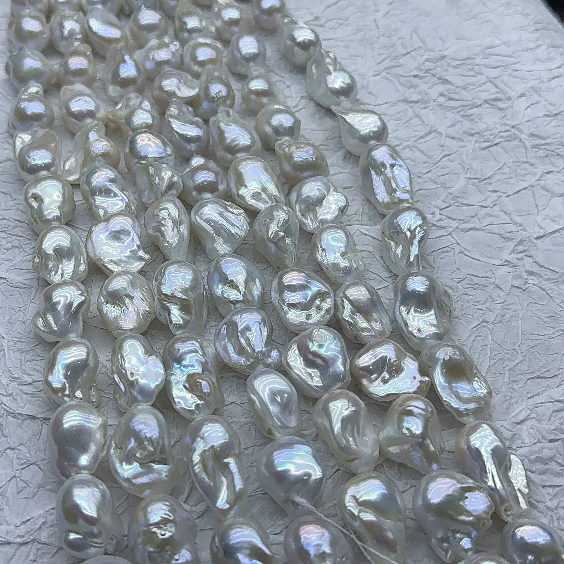 35-45*17-22mm Large Size Irregular Nucleated  white baroque necklace freshwater Wholesale Freshwater Pearls beads string Strands