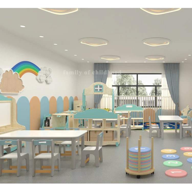 Kindergarten School Furniture Table And Chair Set Wooden Kindergarten Furniture
