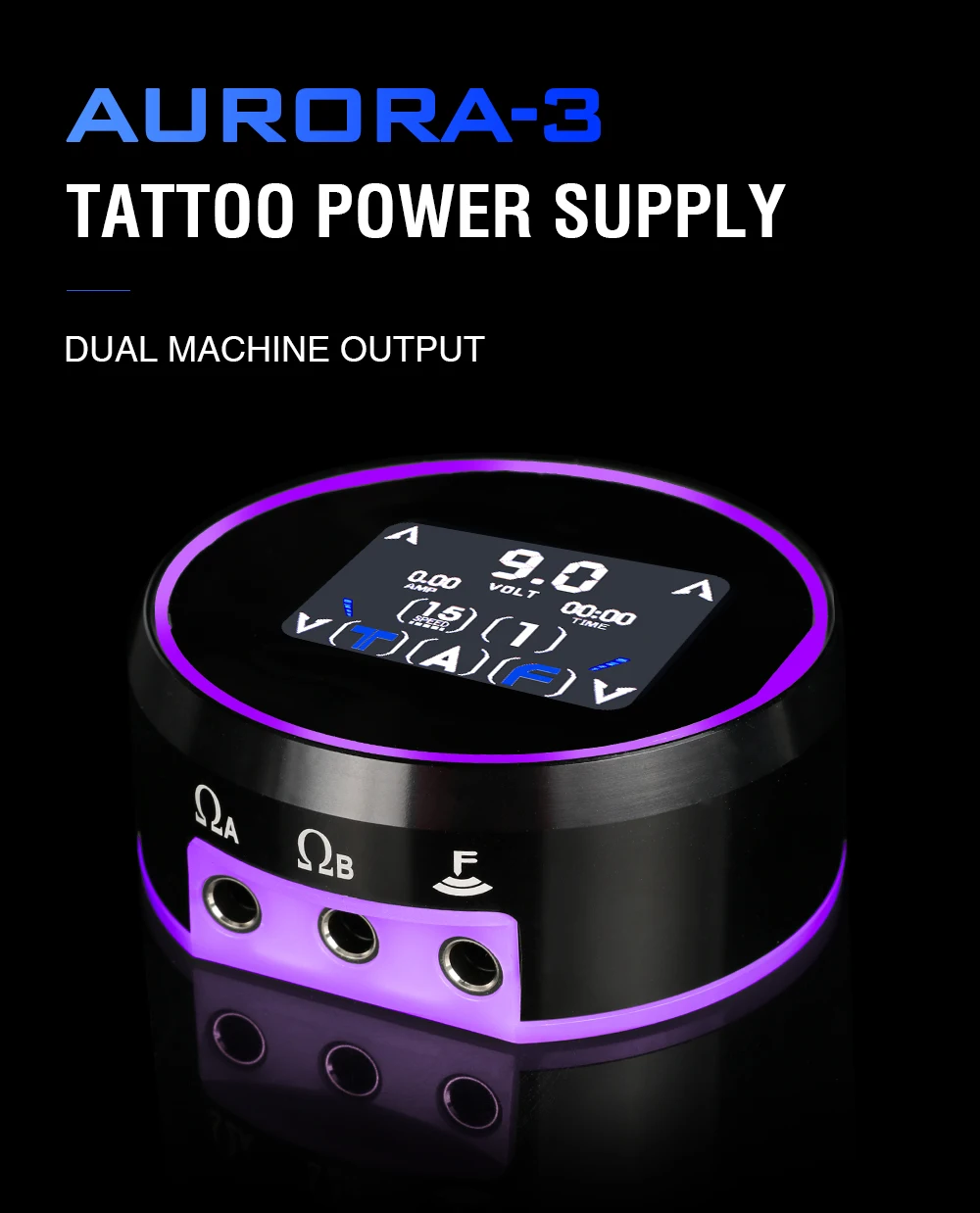 Newest Professional Tattoo Equipment Dual Machine Output Aurora 3 Digital Tattoo Power Supply for Tattoo Machine Kit
