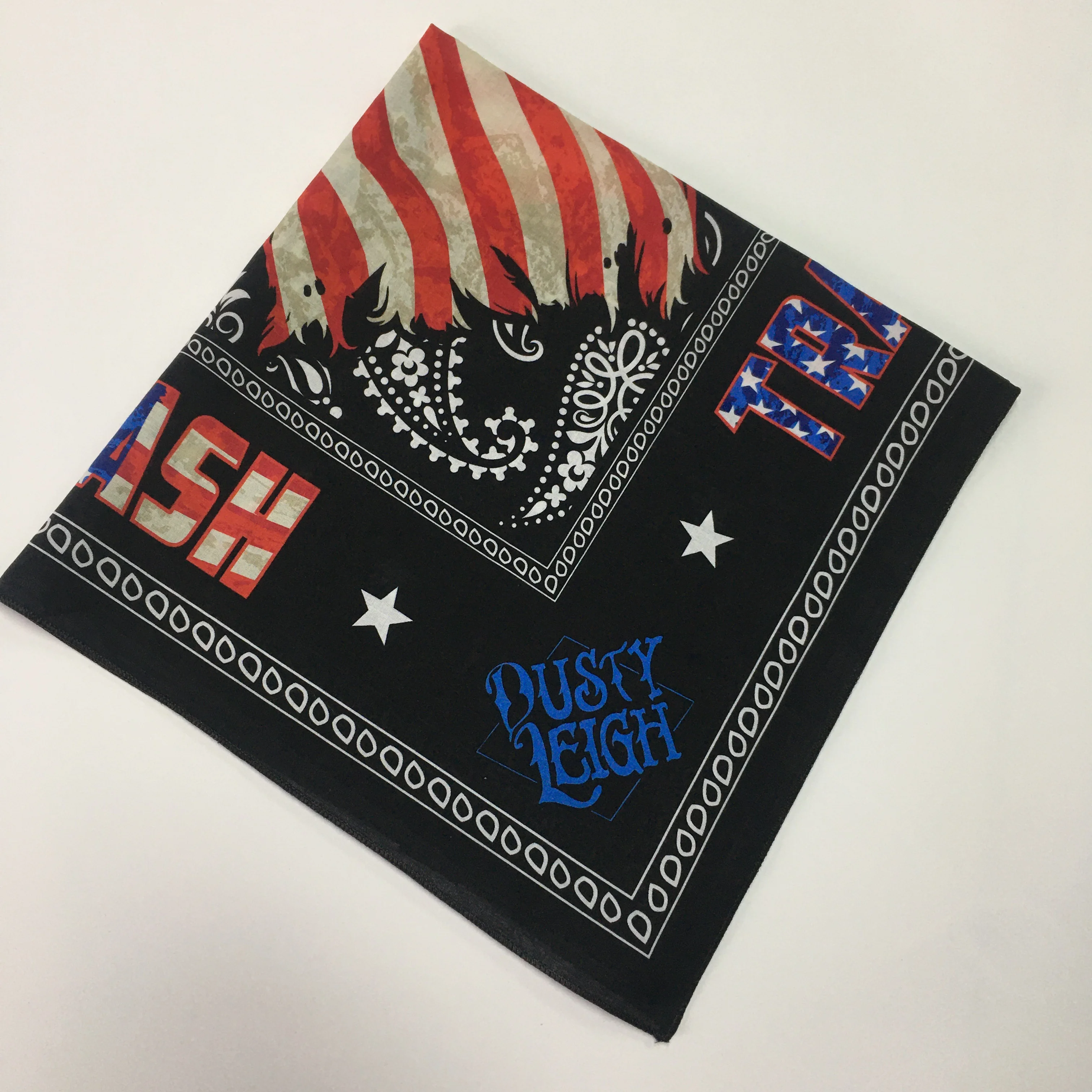 High quality square organic cotton custom logo sublimation print bandana American Flag print  bandana