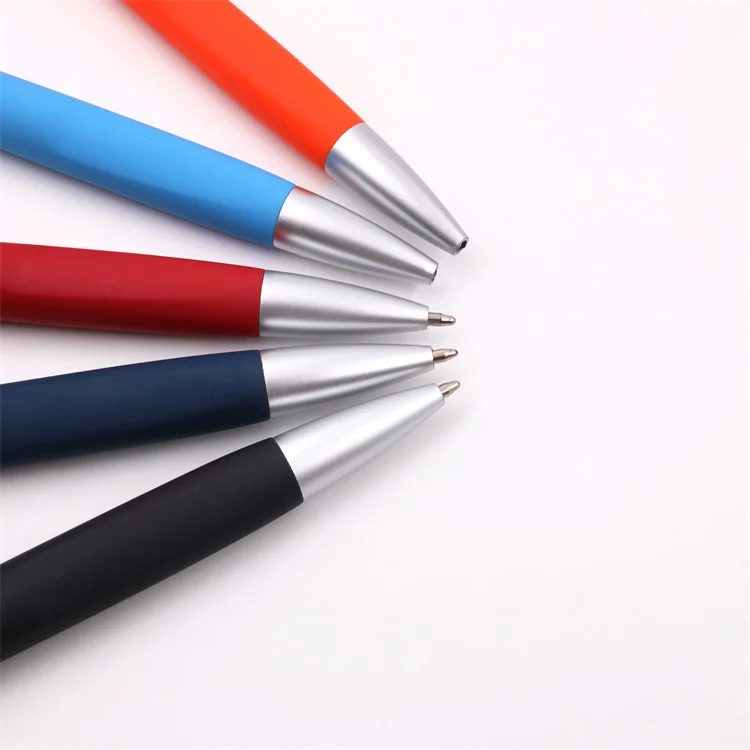 hot sale cheap promotional kawaii rubber coated plastic pen color press ball point pen