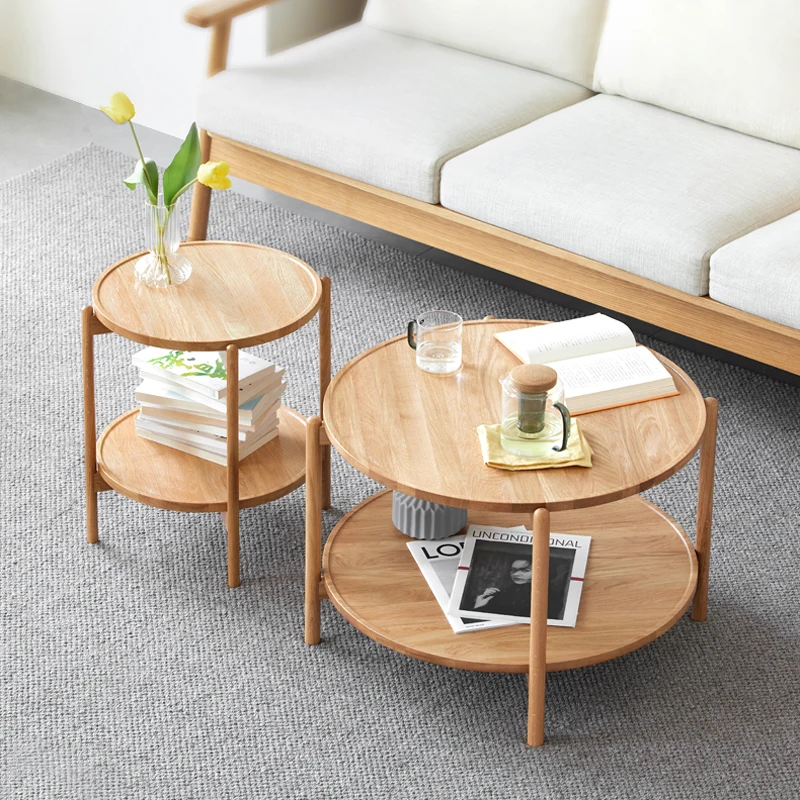 Small and practical, drop-proof solid oak coffee table CECF004