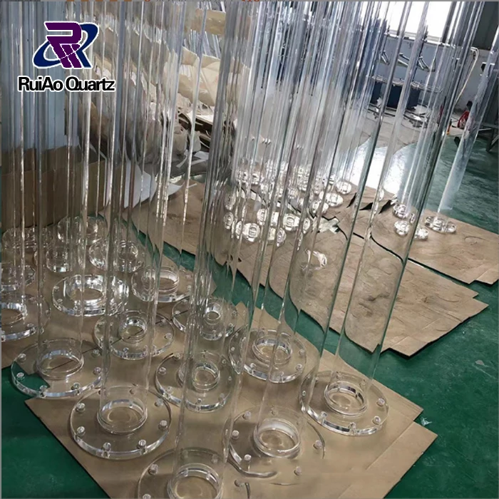 Customized transparent quartz flange tube with bottom quartz glass pipe with factory price