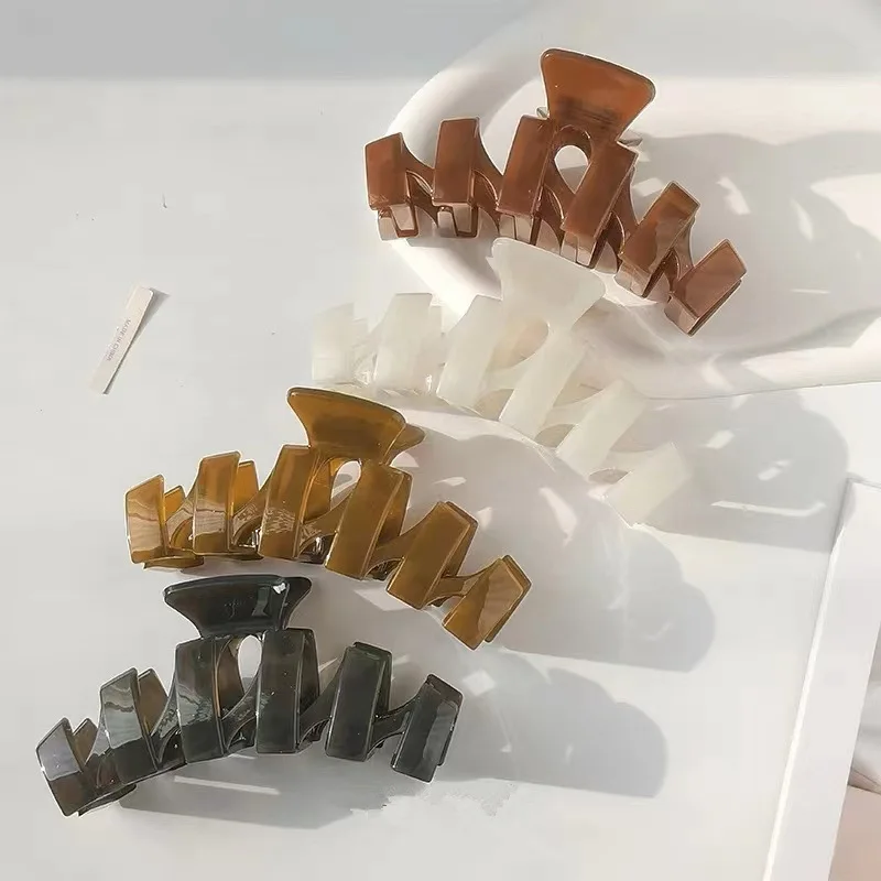 Acrylic grip large simple shark clip ins wind clip female head back clip headdress