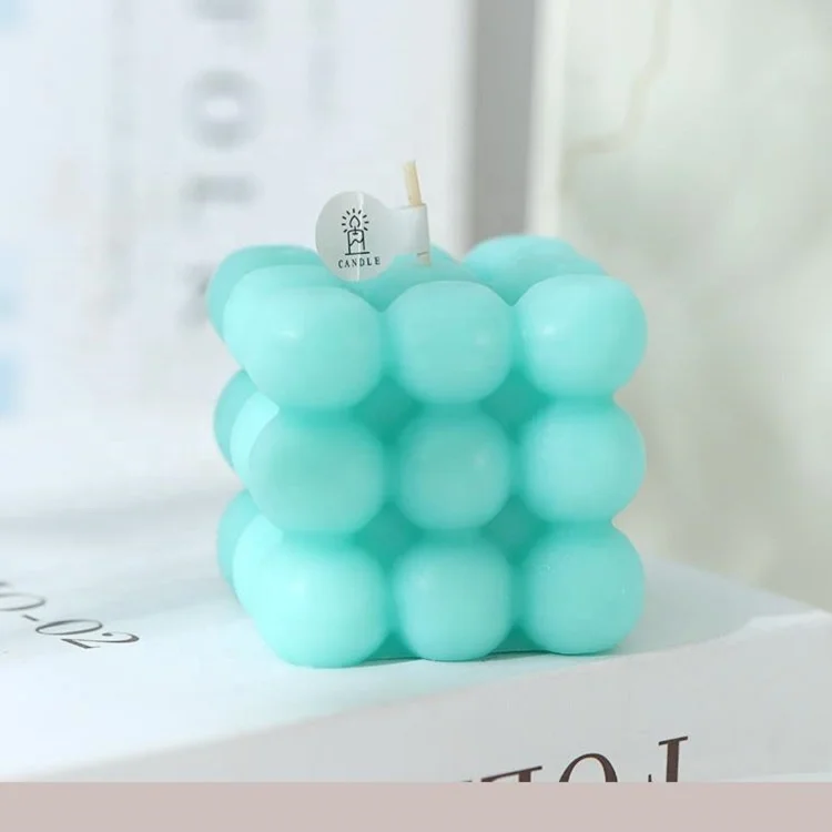 Best Selected colored Mini Cube Bubble Shaped Wax Candle Aromatherapy 3D Rotating Candle Mold for Home Lighting