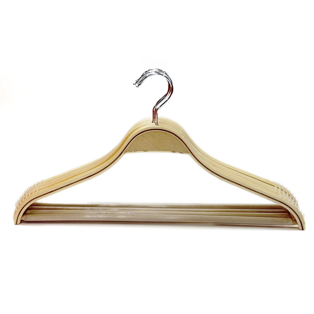 Premium Quality Strong Trouser Hanger Flat Head Custom Solid Wood Non-Slip Hangers For Garment Display