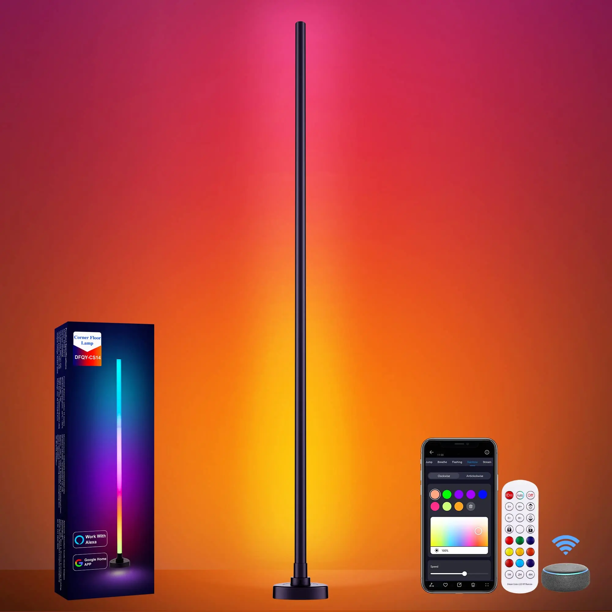 Mobile Control Led Christmas Lights Custom Modern Indoor Color Changing LED Nordic Rgb Corner Floor Lamp