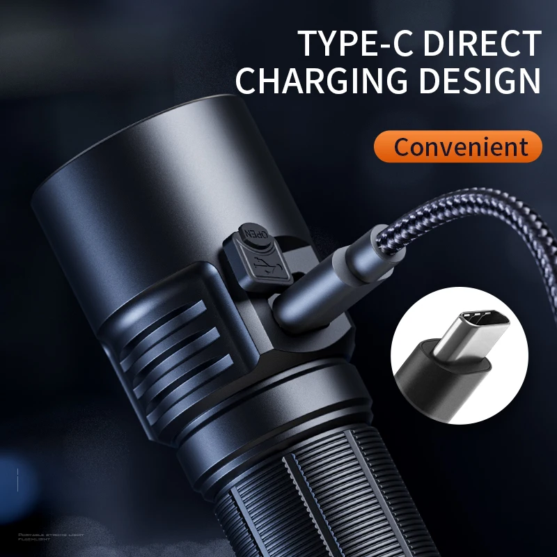 5000 High lumens super bright 60w flashlight L22 Powerful Rechargeable Flashlight Torch long run time for outdoor working