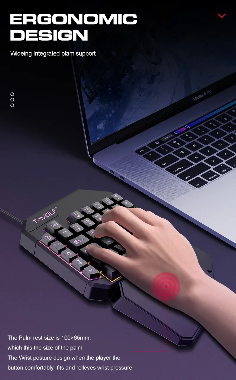 Magnetic Wholesale small colorful backlight one hand mobile mini keyboard and mouse for free fire gaming