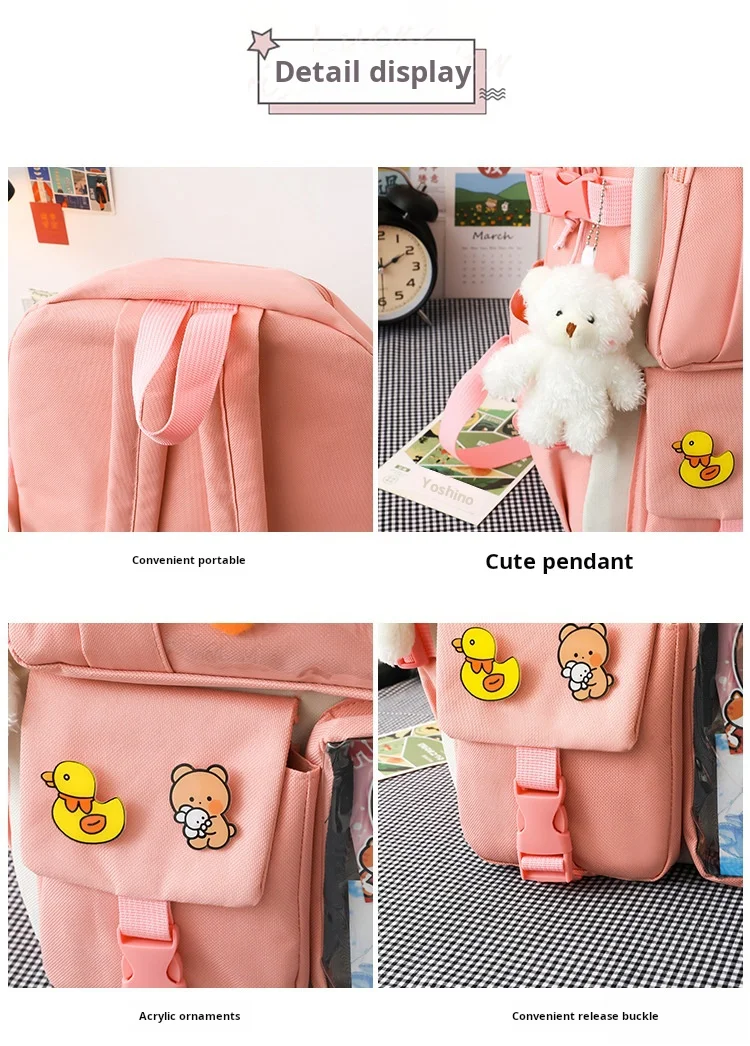 Trendy School Bag 2024 For 5 Piece Student School Bag Set Cute College Backpack Set For Girls Teenagers