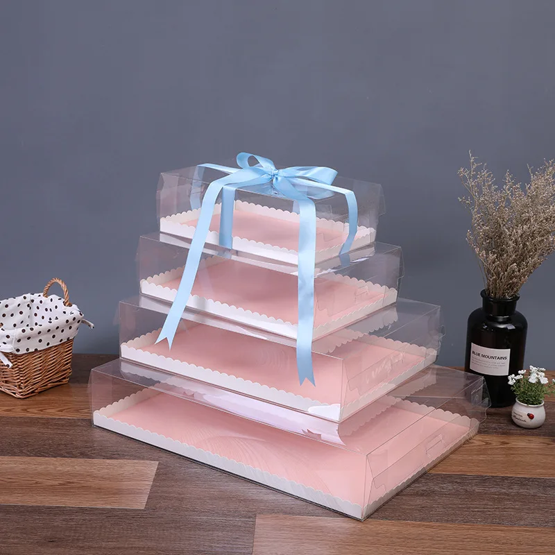 
KCCB NEW cake box wedding birthday party pvc square gift packaging boxes tall transparent pet digital cake box.. 