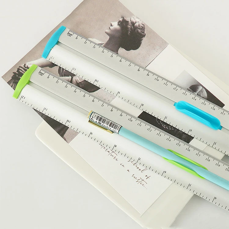 Manufacturers customized wholesale Pen clip straight ruler inch cm double scale 30cm aluminum ruler