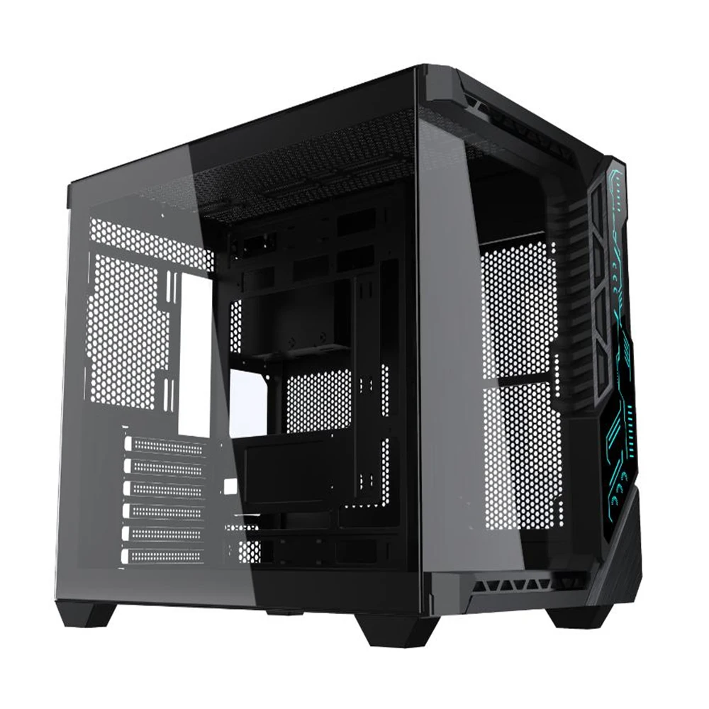 Sea View Gaming PC Tower Cabinet ATX Micro ATX Type C Support 9-Pcs ARGB Cooling Fan Glass Material with Audio USB 3.0 Port