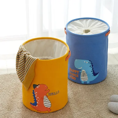 China Supplier Large Laundry Basket Custom Drawstring Waterproof Round Cotton Linen Collapsible Storage Basket Wholesale (1600327966775)