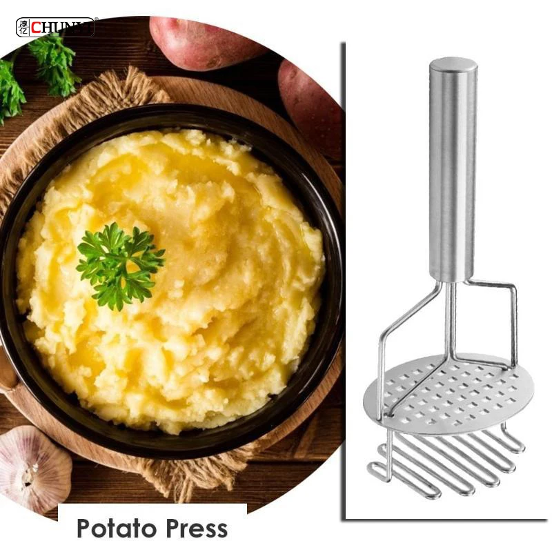 Kitchen Accessories Mash Potato Bean Avocado Vegetable Stainless Steel Double Layer Wire Potato Masher