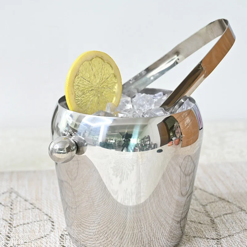 American Style Stainless Steel Double Ear Ice Bucket for Party Metal Material