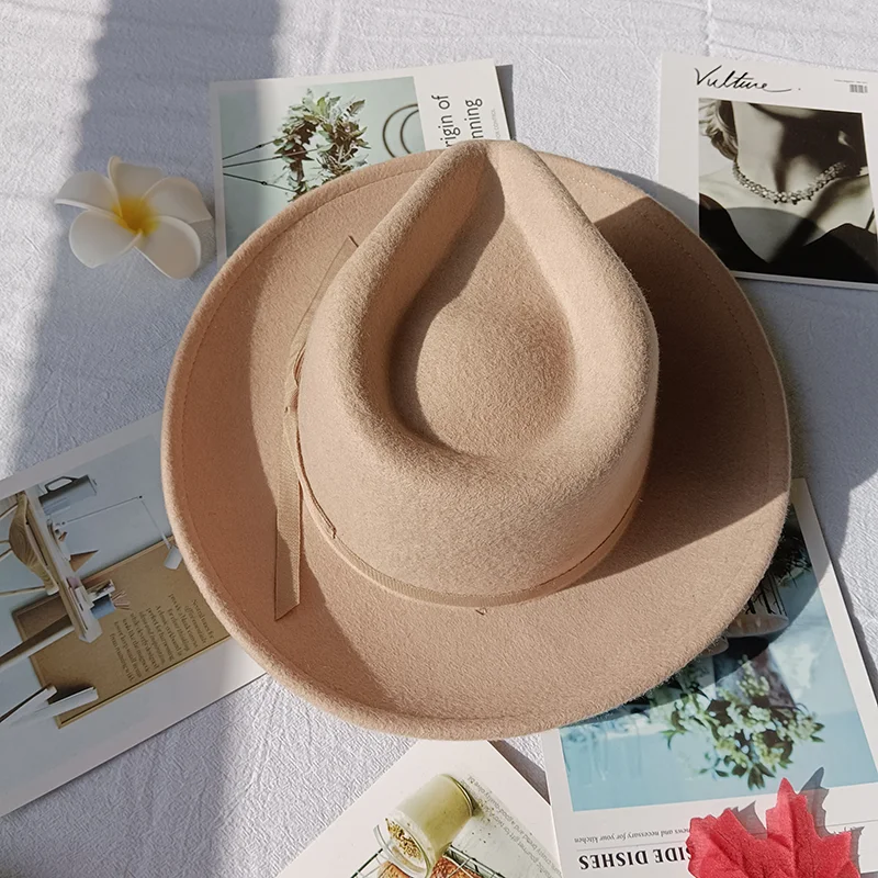 Fashion Design Teardrop Style Top 100% Australian Wool Felt Fedora Hat