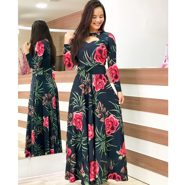 
Long sleeve European and American fashion style big swing skirt 