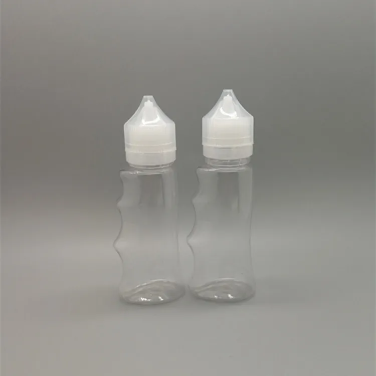 
Wholesale in stock product clear PET hand shape e liquid bottle with childproof and tamp resistant cap 