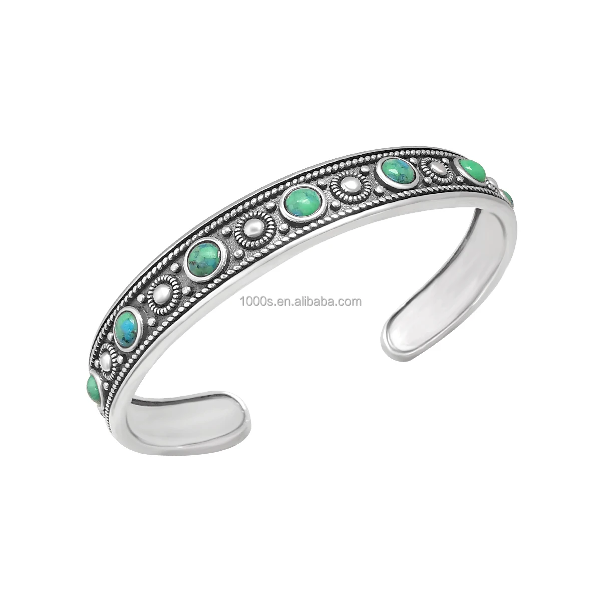 Wholesale price 925 Sterling Steel Bracelets with Turquoise Gemstone Bangles Fashion Design Jewelry for Women Men Customized OEM