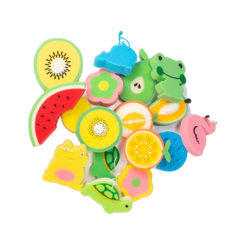 custom Fruit Shape Baby Bath Sponge for Infants, Kids, Toddlers and Adults, Natural Bath Sponges, Wash Gloves for Newborns
