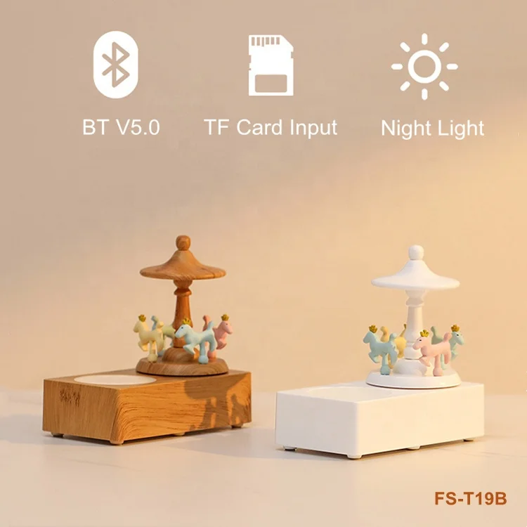 Trending Products New Arrival Christmas Gifts Automatic Rotation Portable Carousel Wireless Speaker night lights