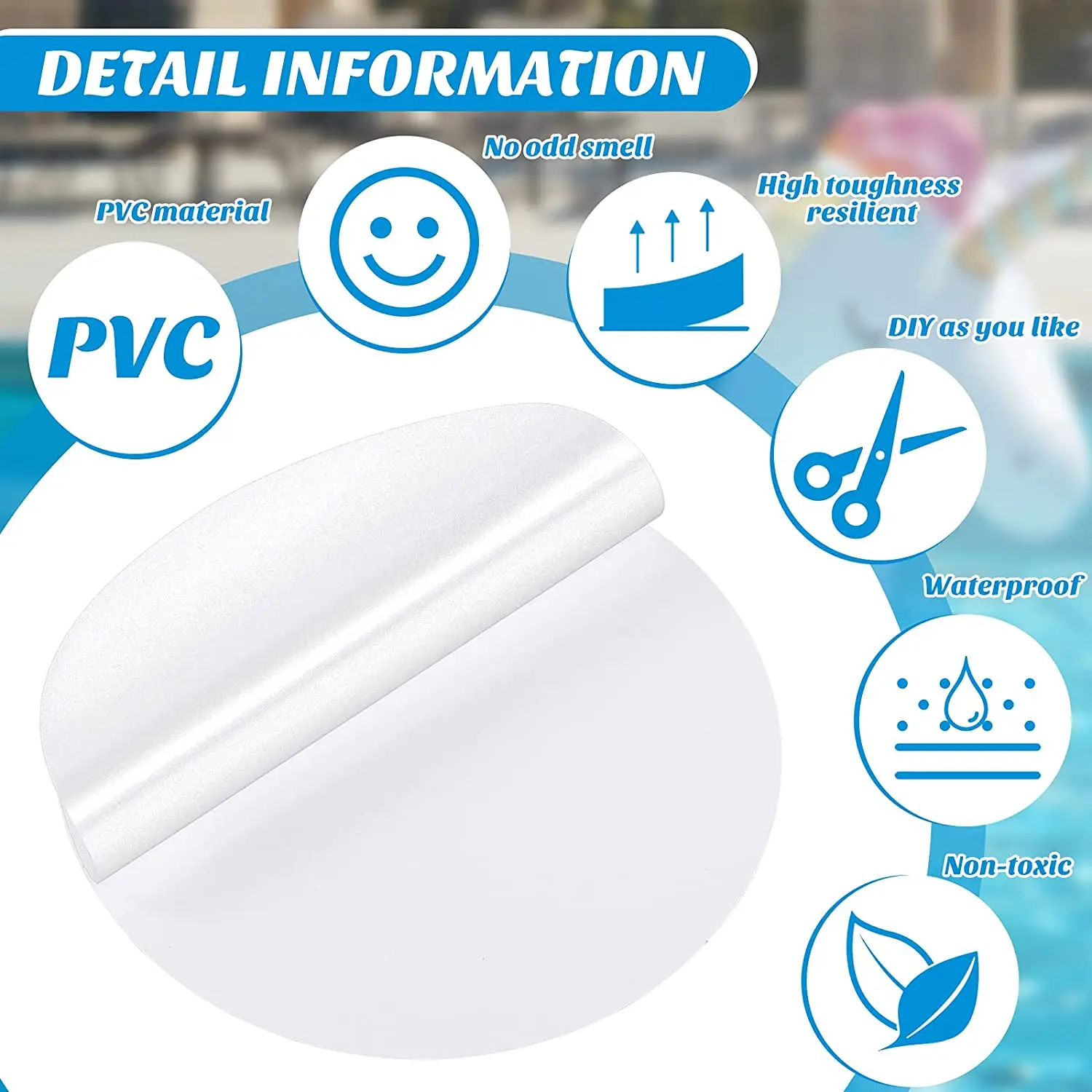Self-Adhesive Pool Repair Patch Vinyl Plastic Repair Patches Kit for Swimming Pools Inflatable Boats Products