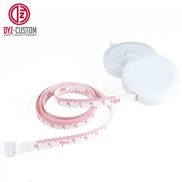 Custom Logo Printed 1.5m Plastic Measuring Tape Keychain Iron Keyring with Silk Screen Printing