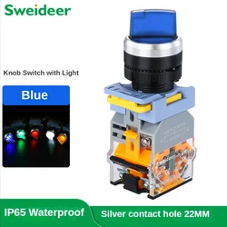 SWEIDEER 22 мм Фиксатор мгновенный 2 3 положения 10A LA38 переключатель поворотный переключатель со светодиодным выключателем питания для механического e