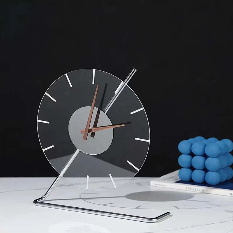 Simple Modern Acrylic Metal Clock for Bedroom Living Room Clock Ornaments
