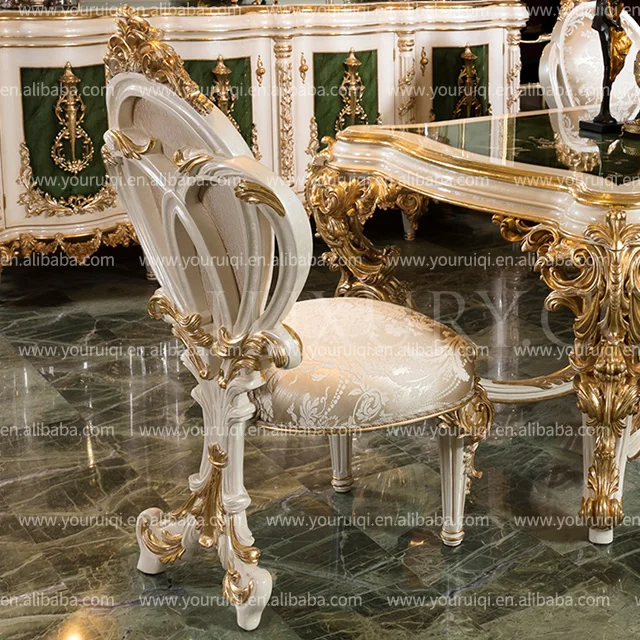 Custom Italian dining table and chair set villa restaurant solid wood long dining table