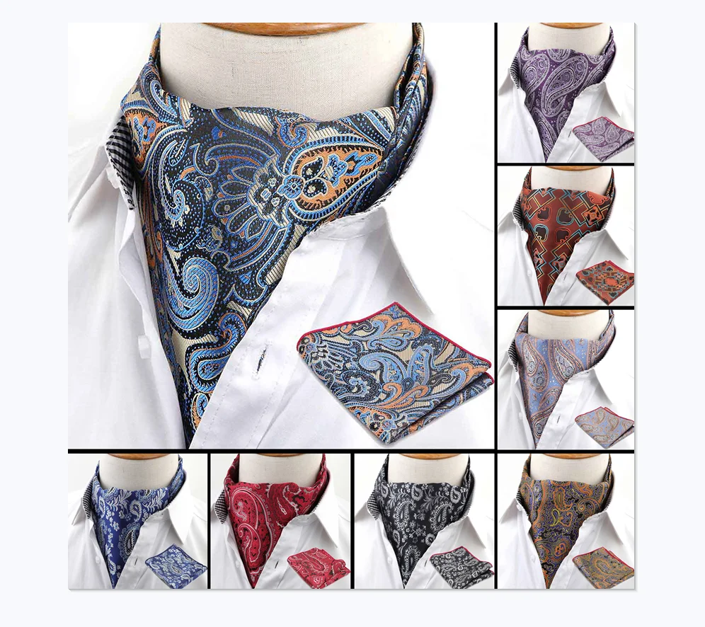 Мужской галстук Карманный квадратный комплект формальный галстук носовой платок Ascot Scrunch самостоятельный Пейсли полиэстер шелк шейный галстук роскошный