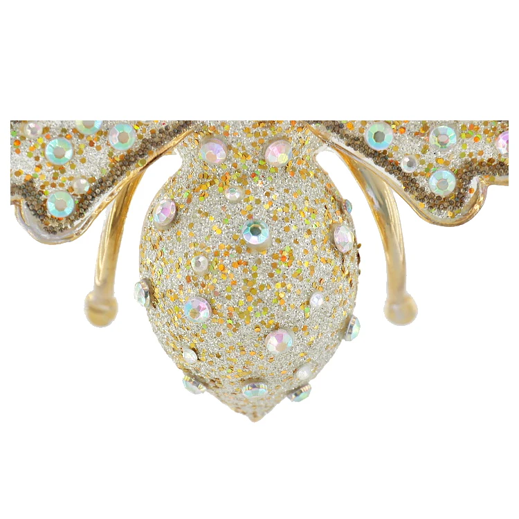 Luxury Glitter Christmas Decorations Bee Pendant Small Gifts Hand Blown Glass Crafts Christmas Tree Ornaments