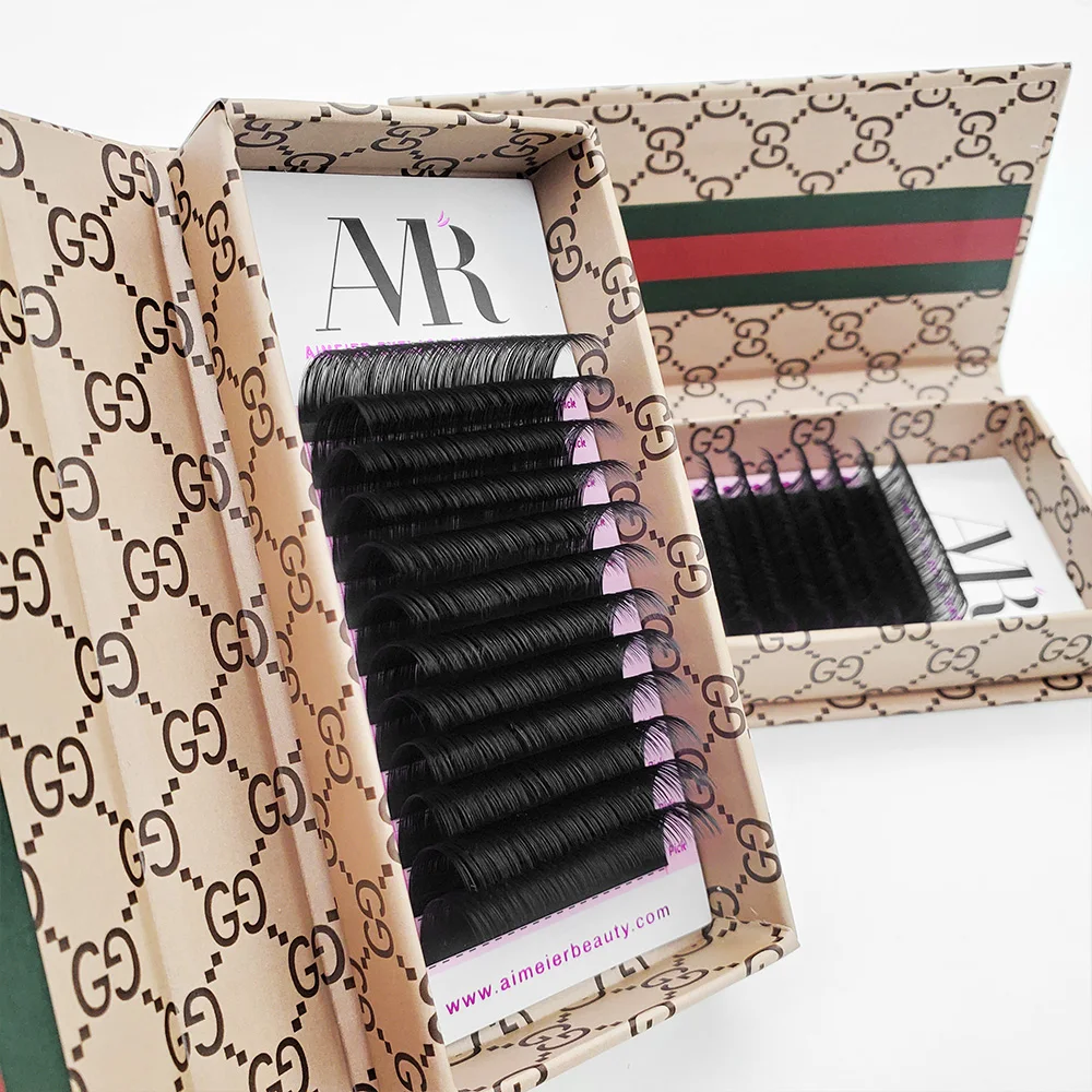 Korean PBT Custom Private Label Faux Mink Individual Lashes Supplies Lash Trays Volume Classic Cashmere Eyelash Extension