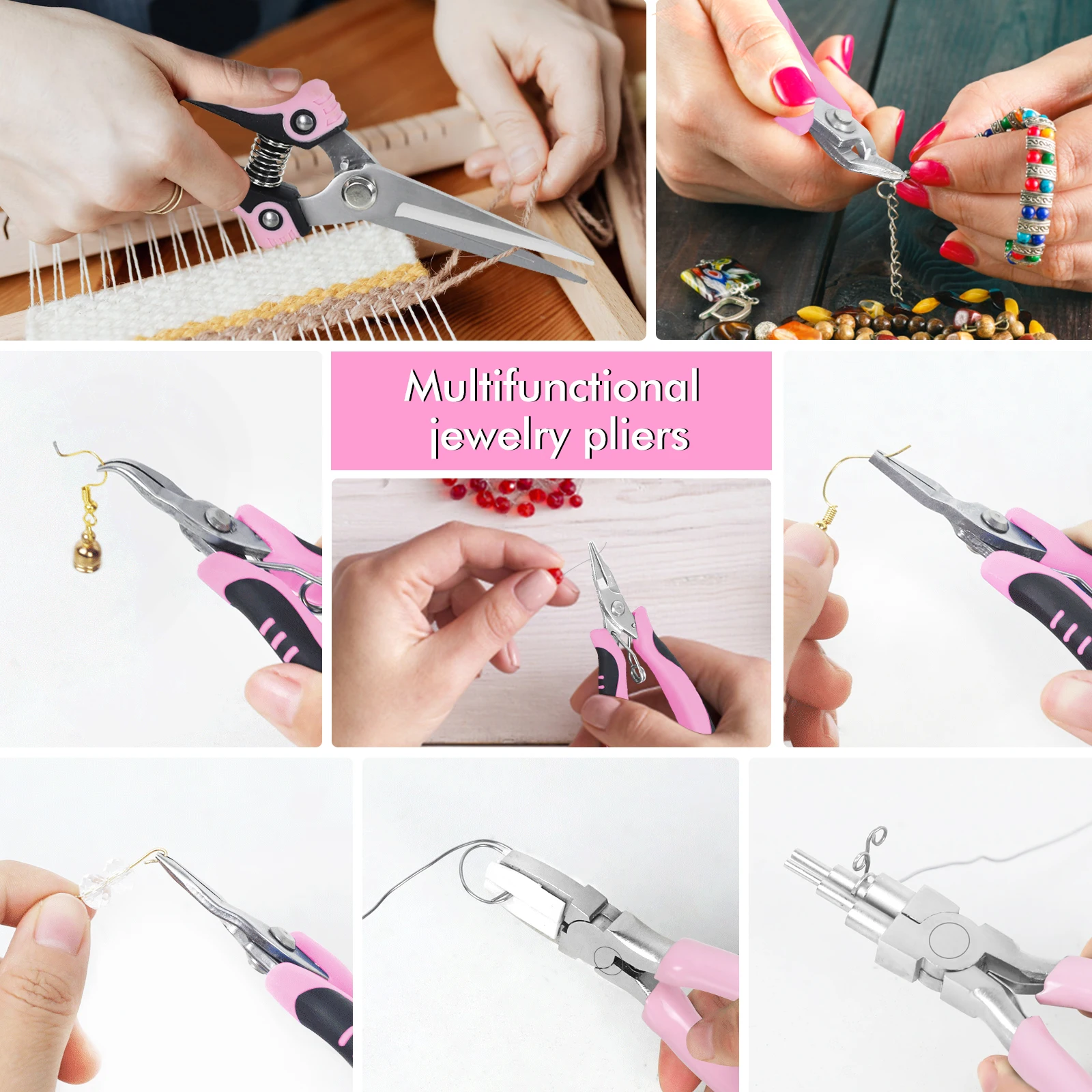 8-Piece Mini Jewelry Pliers Set Cutter Chain Round Bent Nose Beading Making Repair Tool Kit For DIY Jewelry Tool Mini Pliers