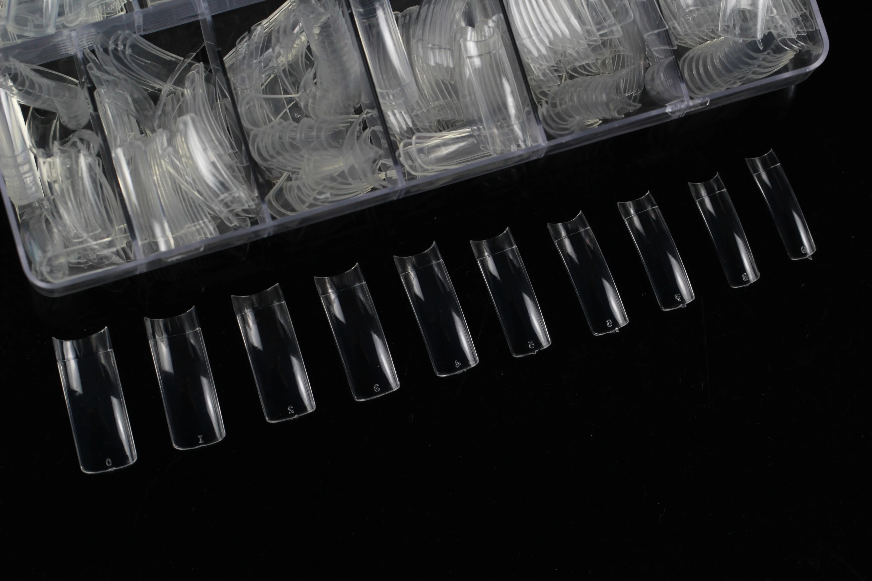 Wholesale ABS Square Curve C 500 Pieces Artificial Fingernail For Nail Salon