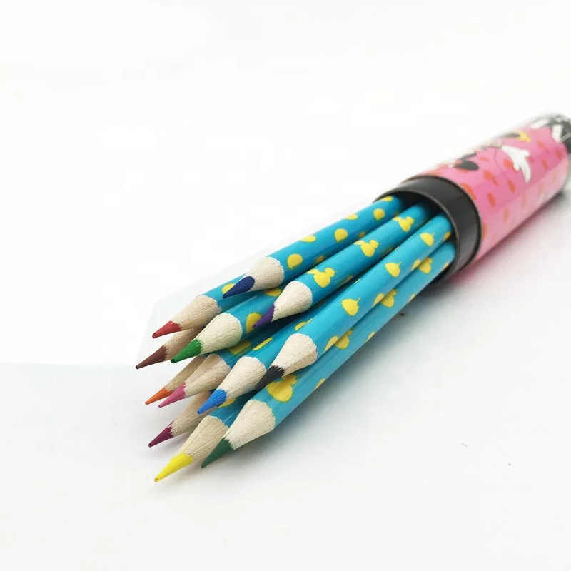 Factory Wholesale Kids Stationery Sets Cheap Cute Natural Wooden Drawing Pencil Cartoon Multi Color Pencil Sets