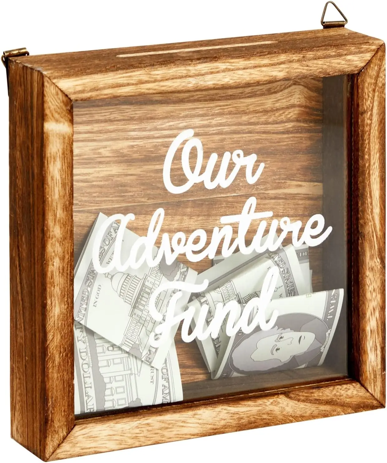 Home Decorative Wedding Honeymoon Adventure Fund Wooden Vacation Shadow Box Wood Saving Piggy Bank Money Bank