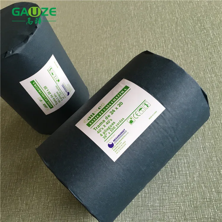 
24*20 Mesh 100 yards 4ply Absorbent Medical Gauze Roll Bleached 100% Organic Cotton Surgical Rolls for health & medical 