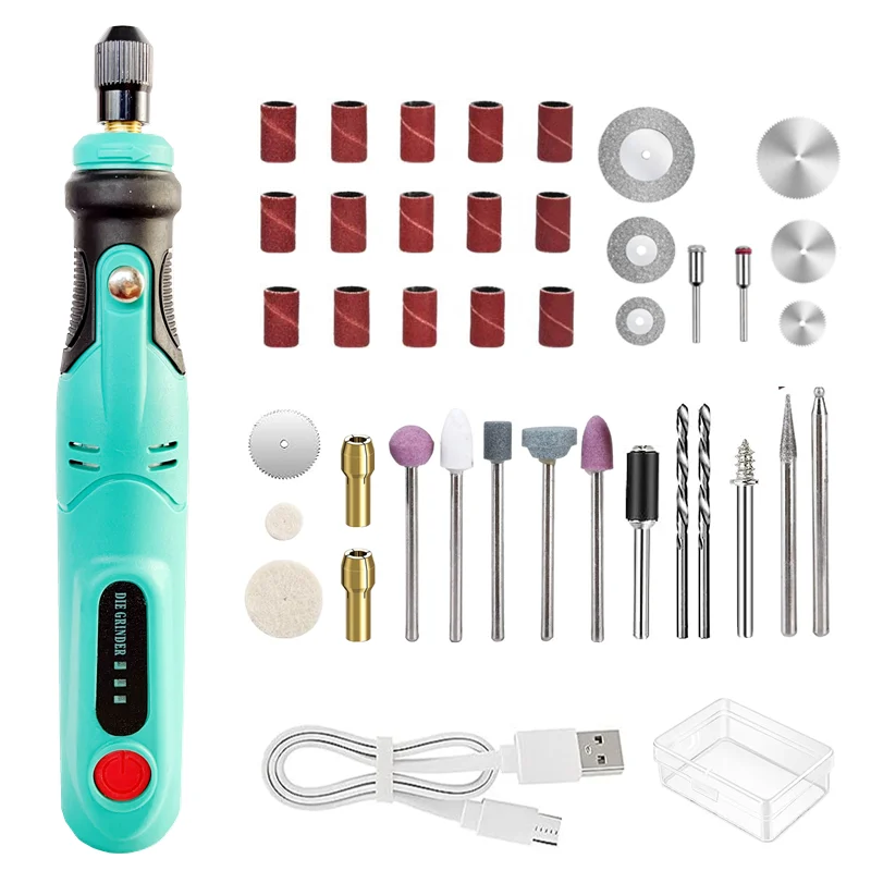 USB charging 3 speed control mini electric grinding engraving pen DIY cutting drilling grinding polishing engraving 40 pcs 308