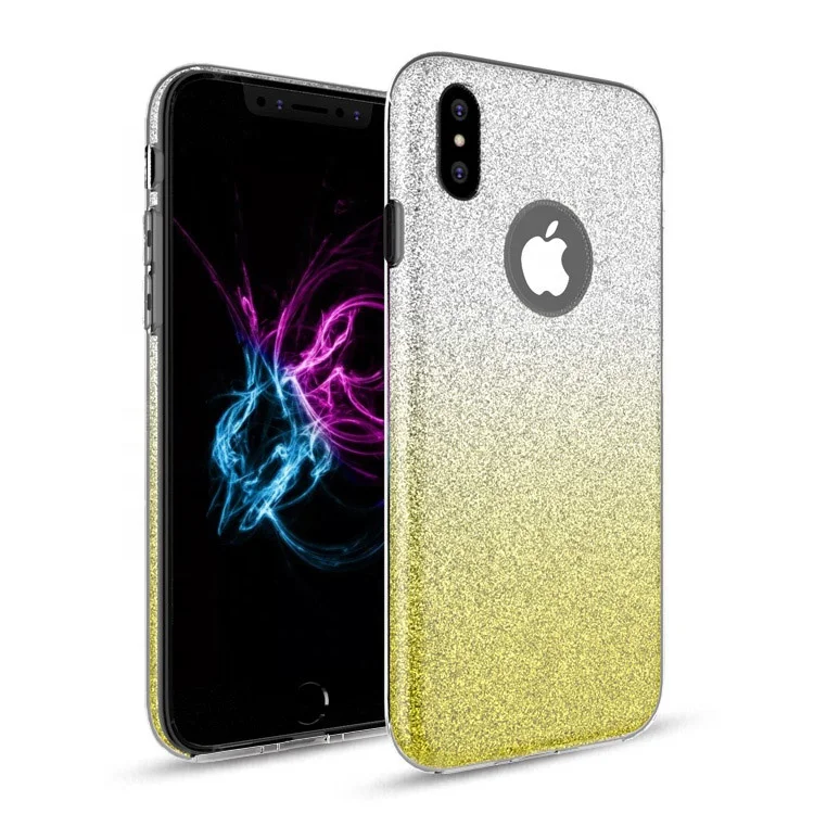 Saiboro 3 в 1 градиент ПК ТПУ Блеск bling Телефон чехол для iphone x 10 8 плюс 8 7 плюс крышка