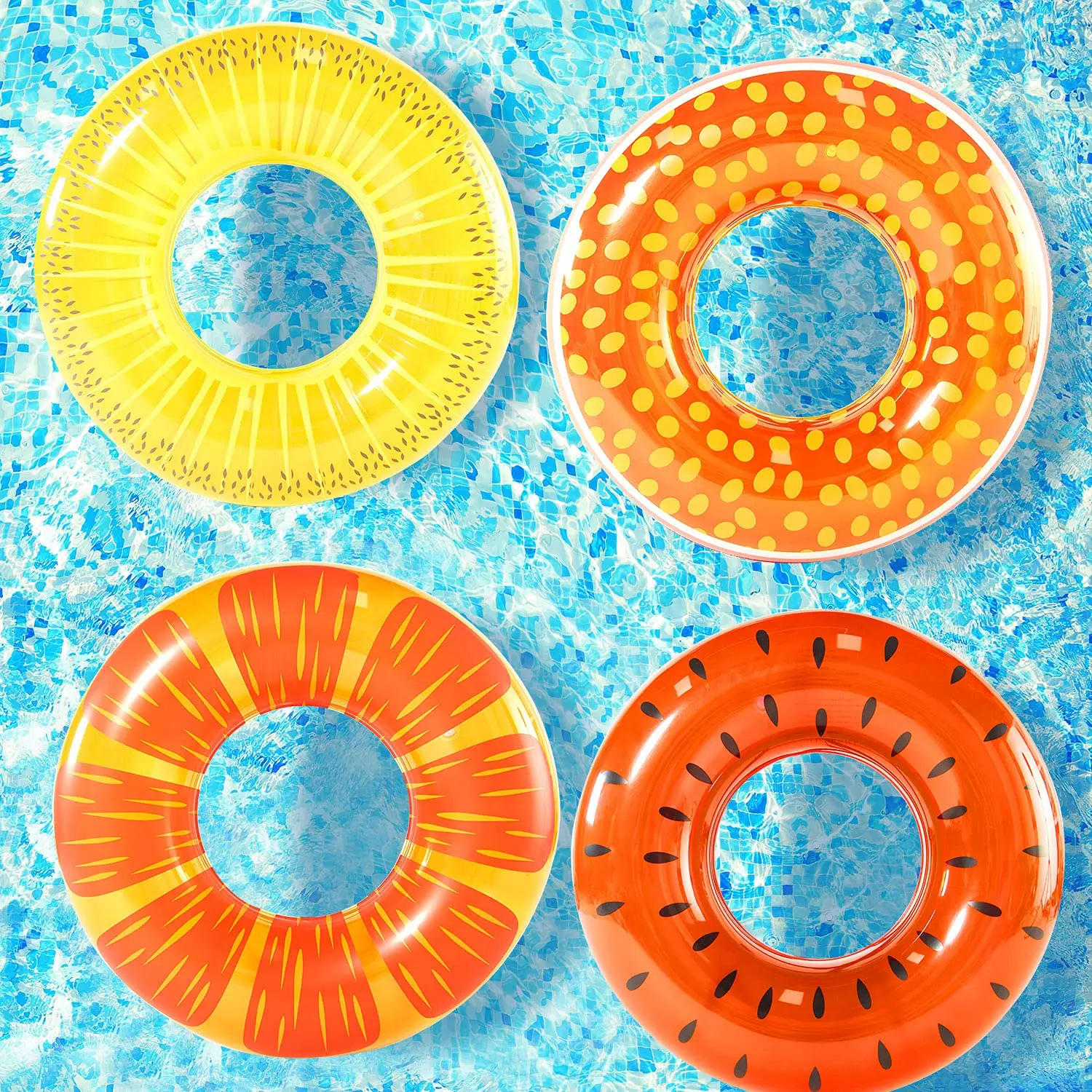 Надувные плавающие бассейны 4 упаковки плавательные кольца для фруктов пляжные игрушки детей и взрослых Забавный плавающий водяной плот малышей