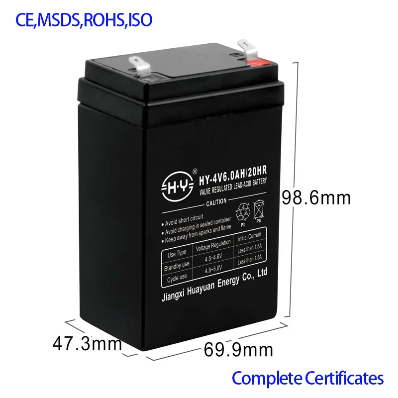 Hot Selling Factory Price HY 4V 6.0AH Battery Accessories Battery High Safety Lead Acid Battery