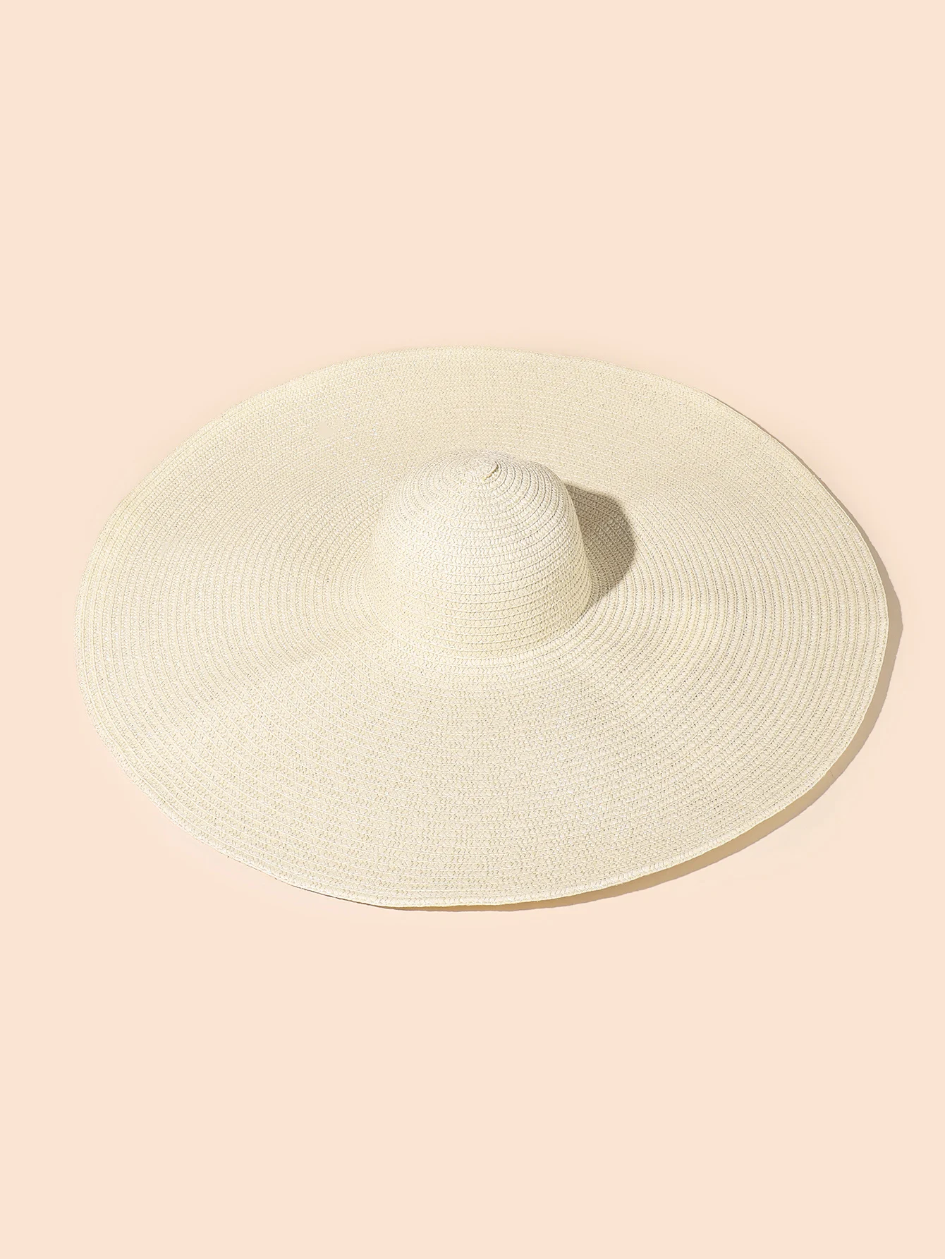 Foldable Large Brim Sunshade Hat Beige Oversized Panama Beach Women Straw Hat