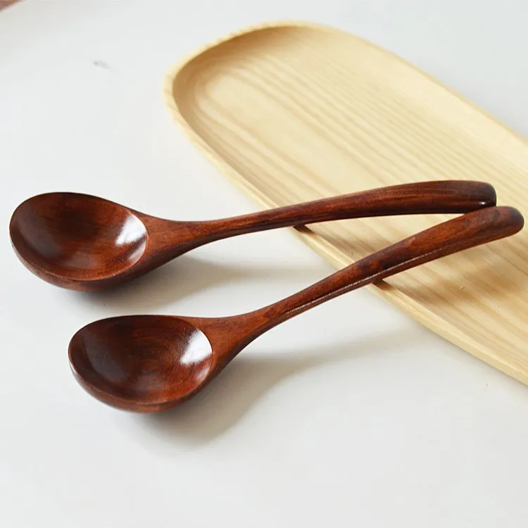 Factory Wholesale High Quality Kitchen Long Handle Wooden Spoon Edible Soup Spoon Customizable Logo Eco Friendly Wooden Spoon